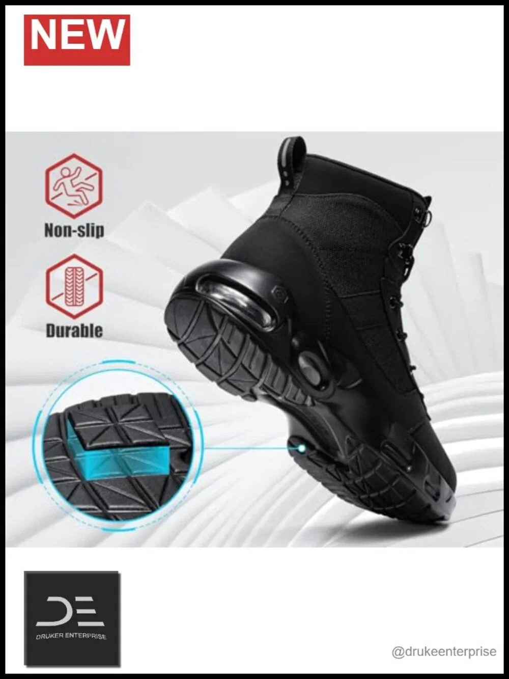 Steel Toe Work Boots Non Slip Women Lace Up Zip Synthetic Leather